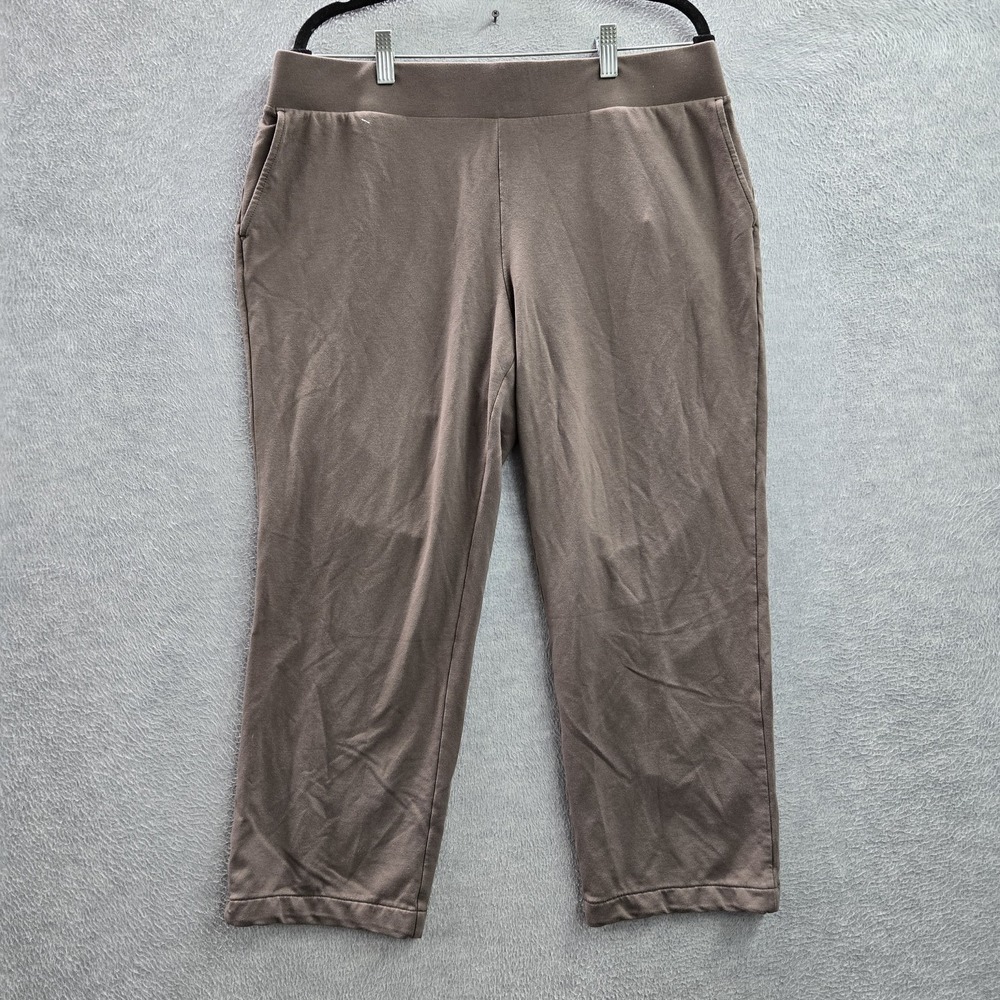 Pure Jill Women Pants‎ L PETITE Brown Sweatpants Affinity French Terry Slim Leg